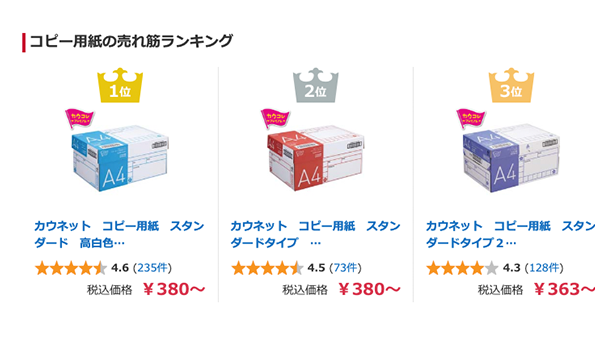 コピー用紙の売れ筋ランキング